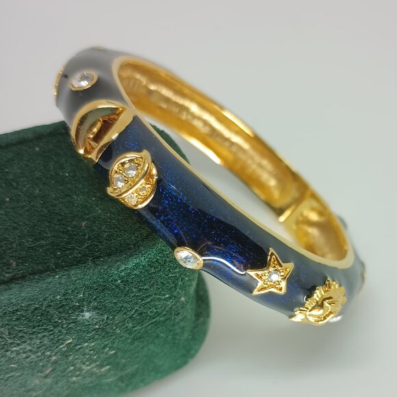 Celestial Midnight Blue Enamel Bangle Bracelet - Picture 1 of 5